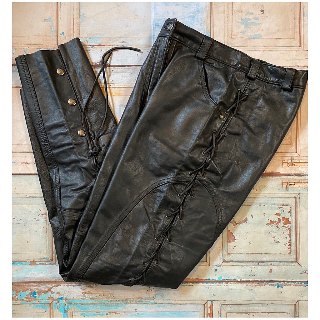 Harley Davidson- Leather Riding Pants Lace Up Side